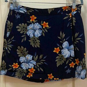 Havana Jack's Cafe Women's Size 10P 100% Cotton Floral Skort. Blue